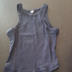Free People Navy Ribbed Tank Top - medium